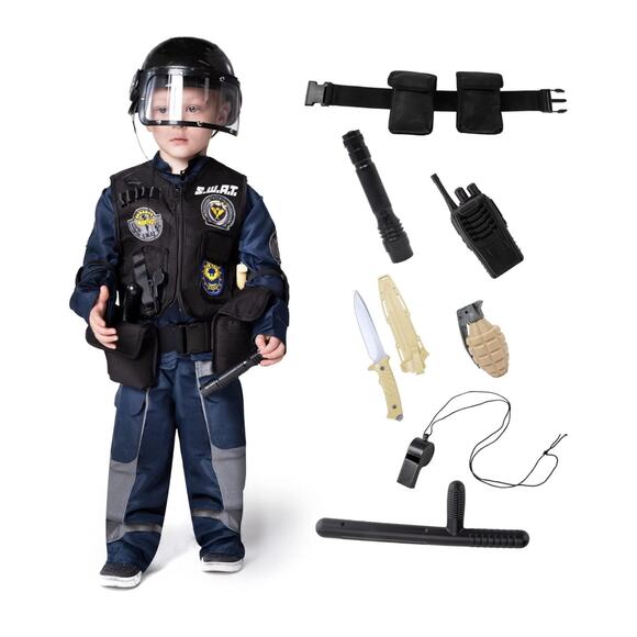 Swat Team Gear Halloween Costume Accessories Medium (8-10) yrs Career Day Outfit - Picture 1 of 10